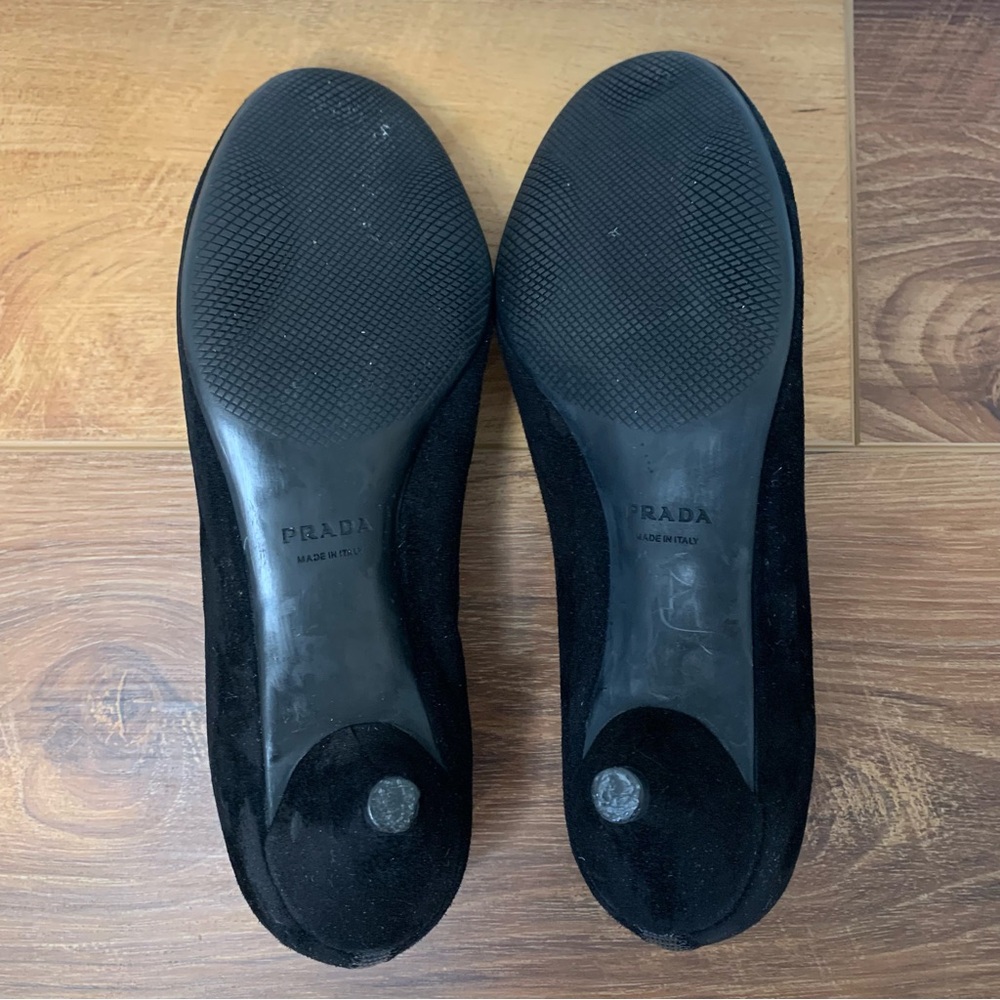 PRADA Black Suede Kitten Heels Size 35.5 US 5.5 - Picture 4 of 6